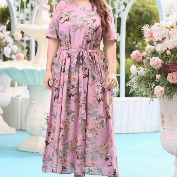 NWOT SHEIN Floral Belted Maxi - Picture 1 of 7